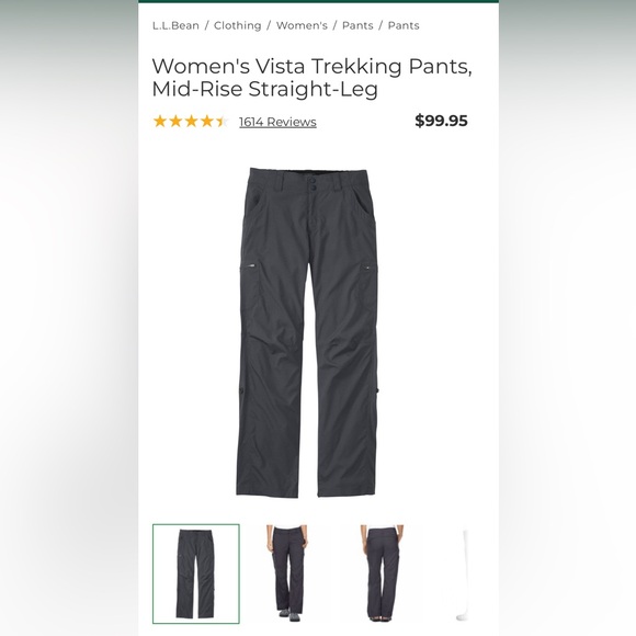 NWOT Women's L.L. Bean Vista Mid-Rise Trekking Black Cargo Pants size 10 - Picture 4 of 11